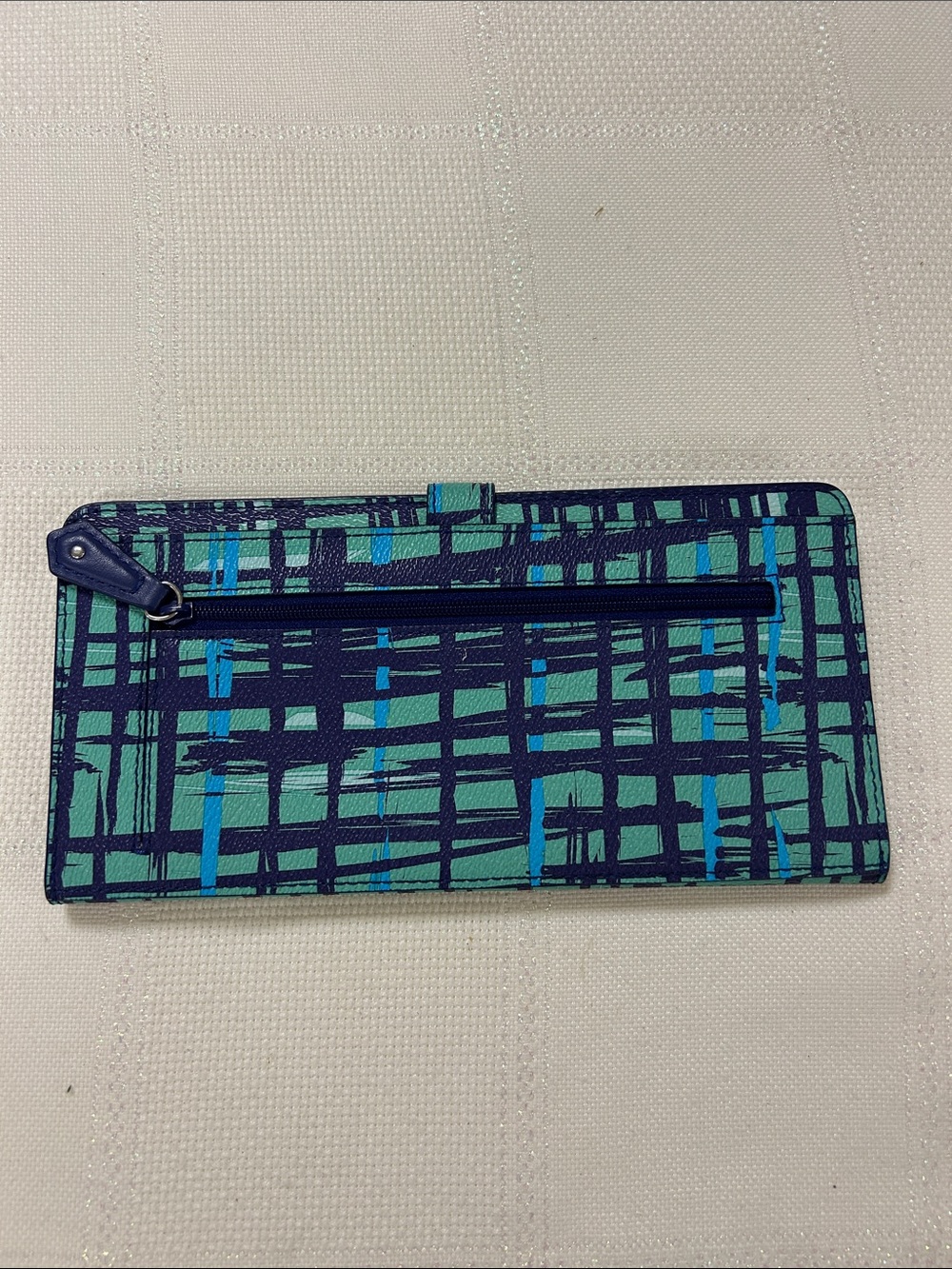 Vera Bradley Teal and Navy Grid Print Wallet image 2